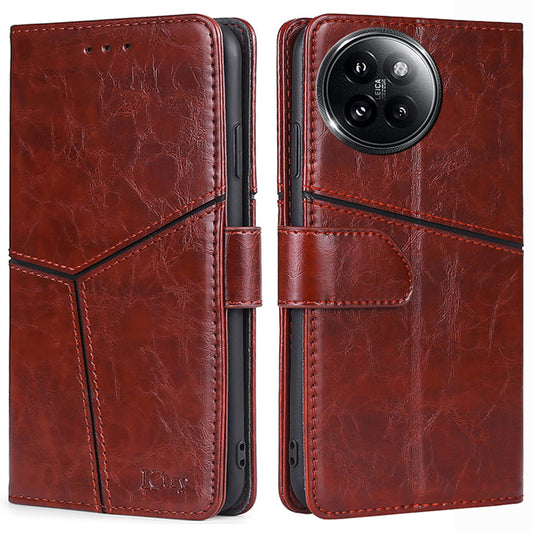For Xiaomi Civi 4 Pro 5G Case Wallet Geometric Splicing Phone Cover with Adjustable Stand - Dark Brown