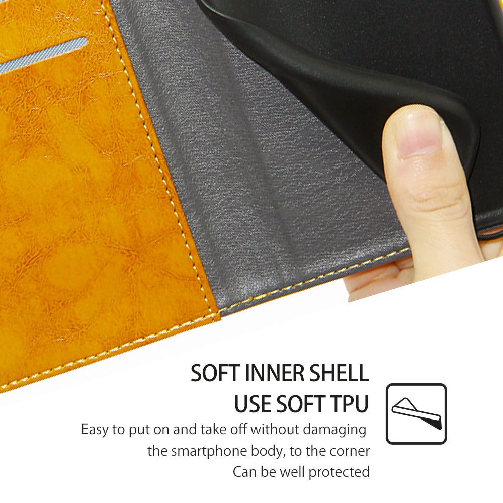 For Motorola Moto G34 5G Case Geometric Splicing Wallet Design Smartphone Cover - Yellow