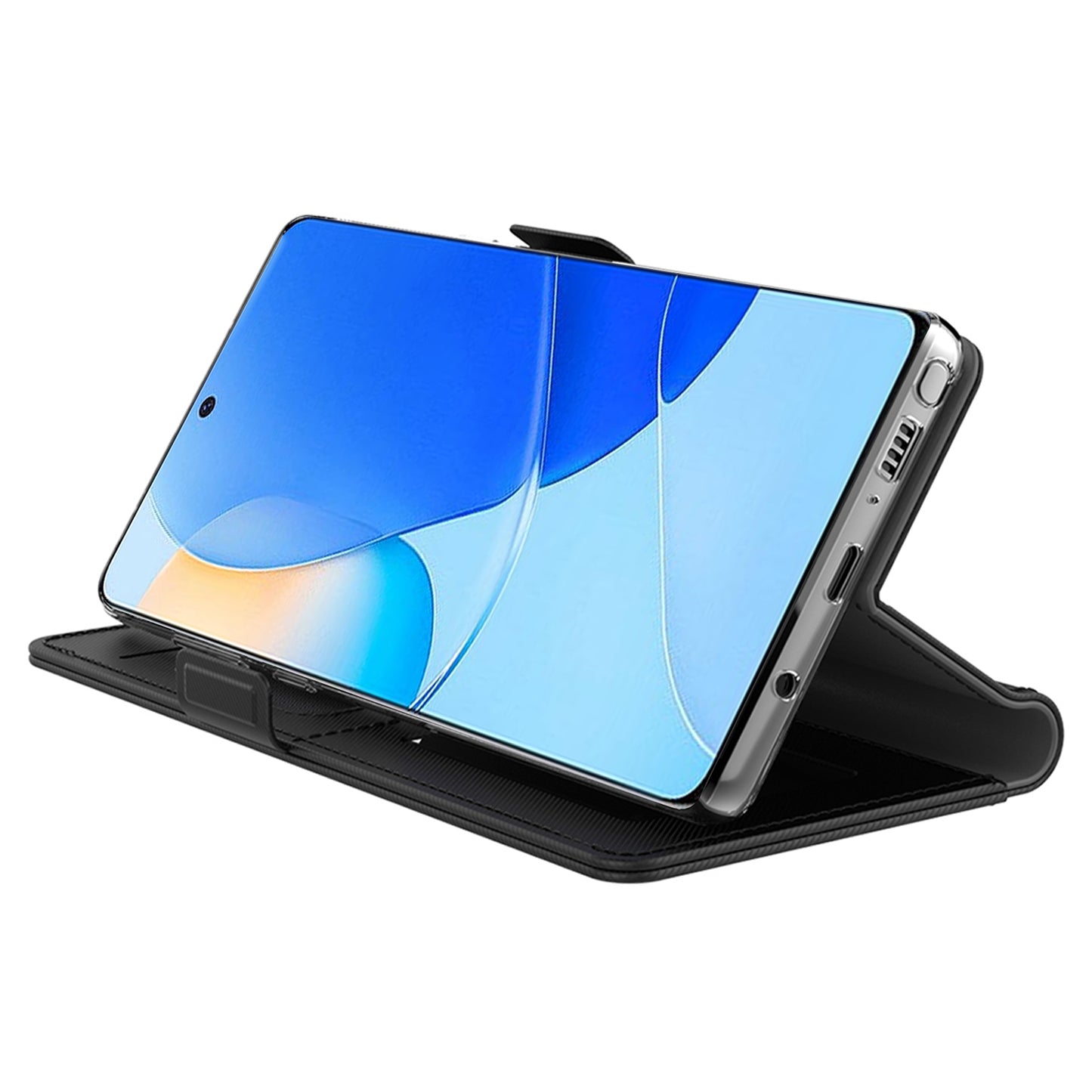 For Motorola Edge 50 Pro 5G Case Mirror Design PU Leather Cover with Card Holder - Blue