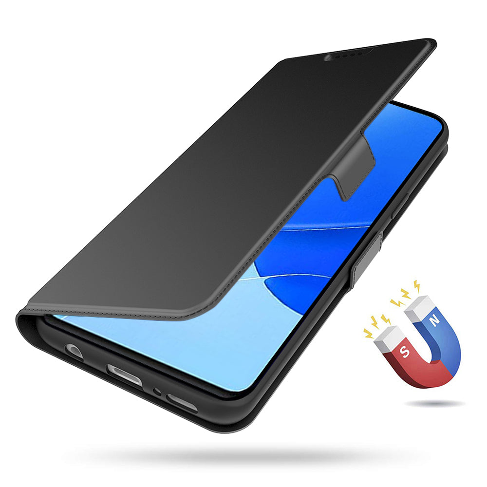 For Motorola Edge 50 Pro 5G Case Card Holder Leather+TPU Stand Phone Cover - Black