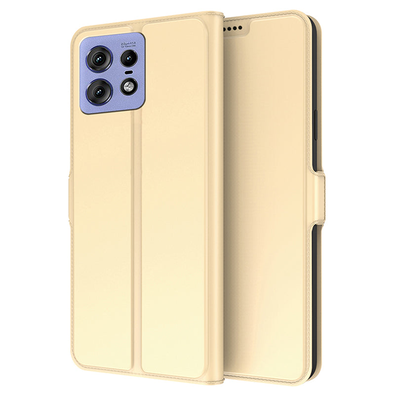 For Motorola Edge 50 Pro 5G Case Card Holder Leather+TPU Stand Phone Cover - Gold