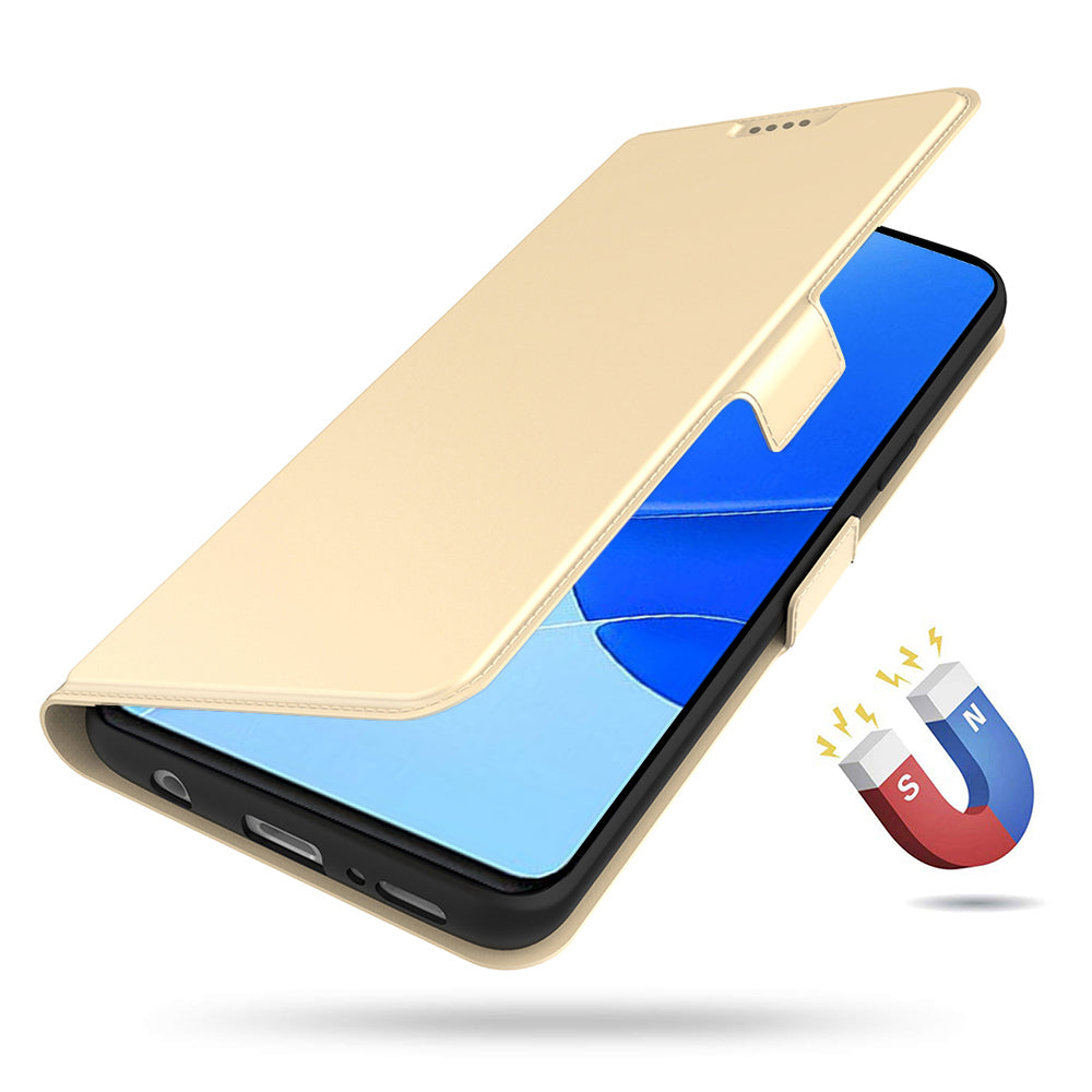 For Motorola Edge 50 Pro 5G Case Card Holder Leather+TPU Stand Phone Cover - Gold