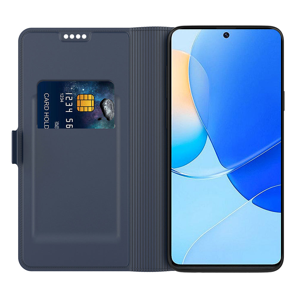 For Motorola Edge 50 Pro 5G Case Card Holder Leather+TPU Stand Phone Cover - Blue