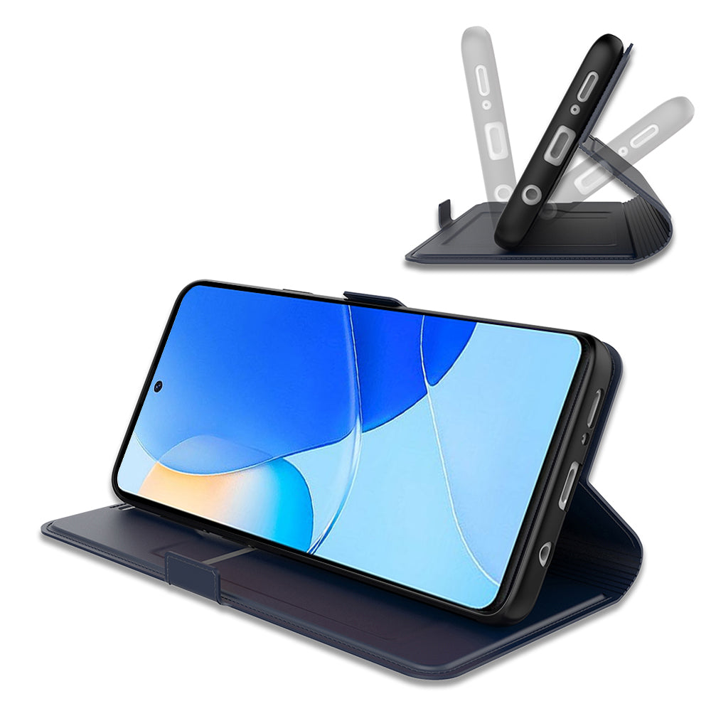For Motorola Edge 50 Pro 5G Case Card Holder Leather+TPU Stand Phone Cover - Blue