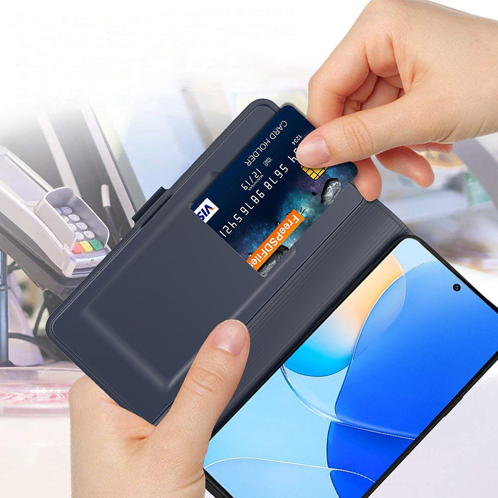 For Motorola Edge 50 Pro 5G Case Card Holder Leather+TPU Stand Phone Cover - Blue
