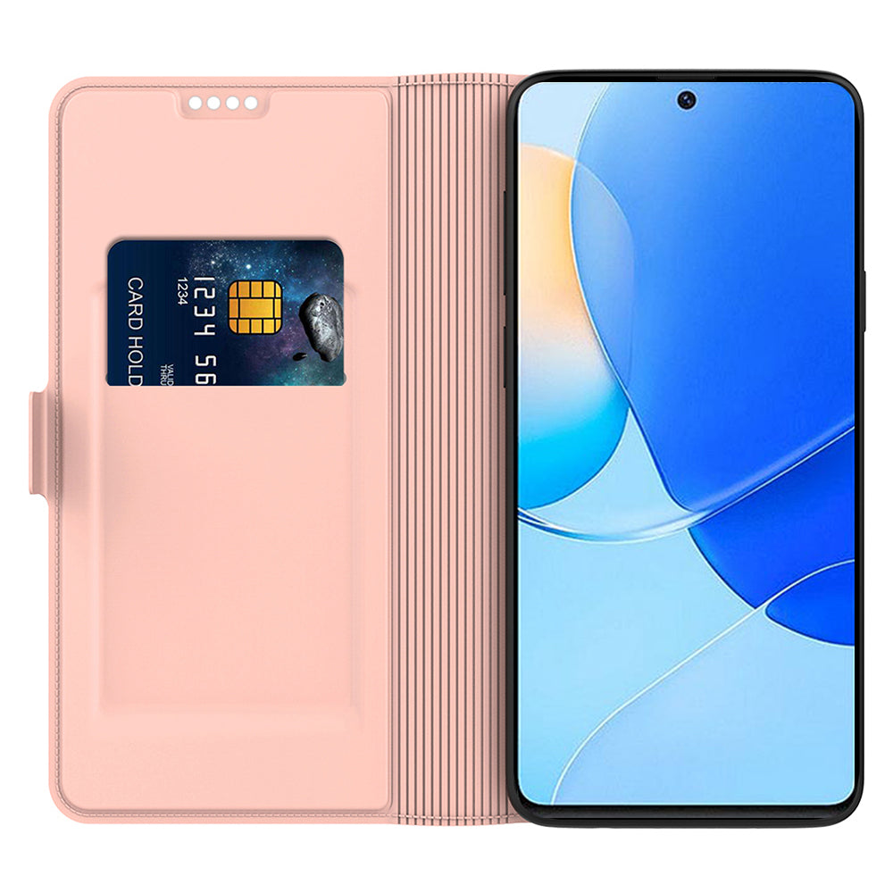 For Motorola Edge 50 Pro 5G Case Card Holder Leather+TPU Stand Phone Cover - Rose Gold
