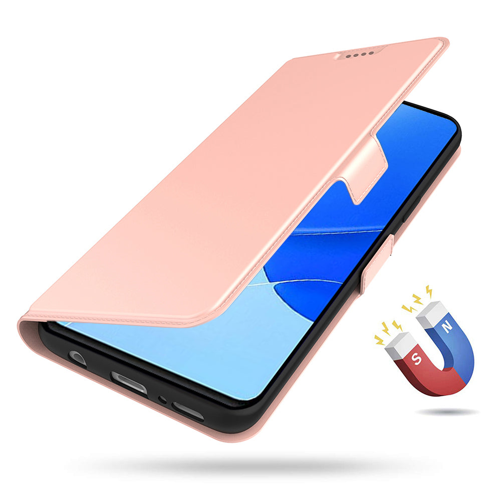 For Motorola Edge 50 Pro 5G Case Card Holder Leather+TPU Stand Phone Cover - Rose Gold