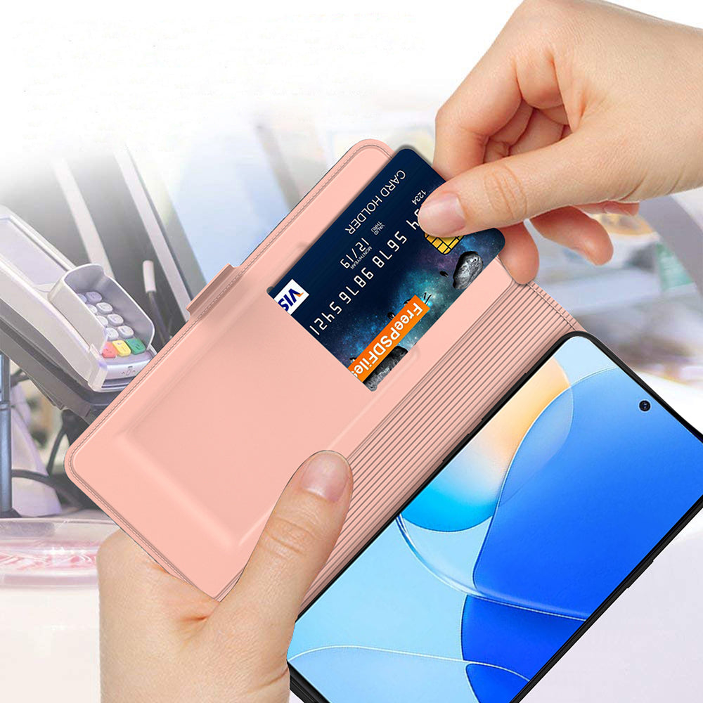 For Motorola Edge 50 Pro 5G Case Card Holder Leather+TPU Stand Phone Cover - Rose Gold