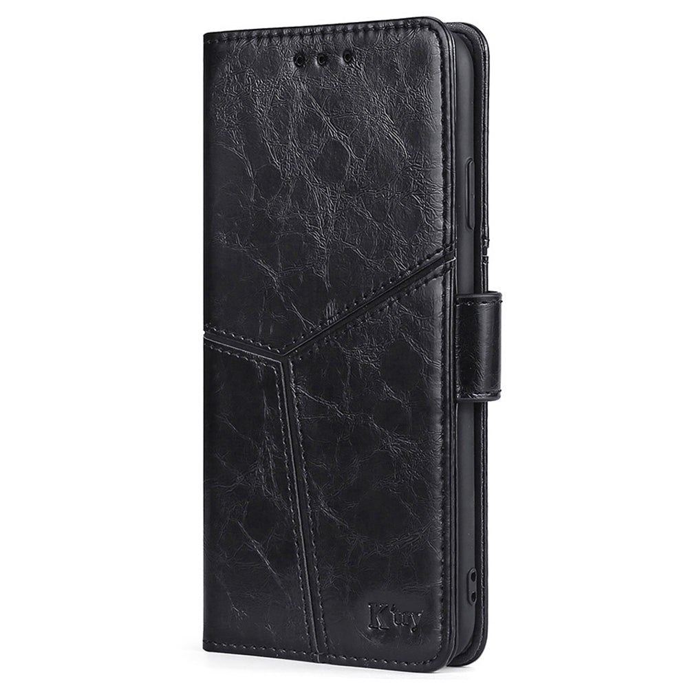 For Oppo Reno11 F 5G / F25 Pro 5G Magnetic Case Imprinted Geometric Splicing Stand Phone Cover - Black