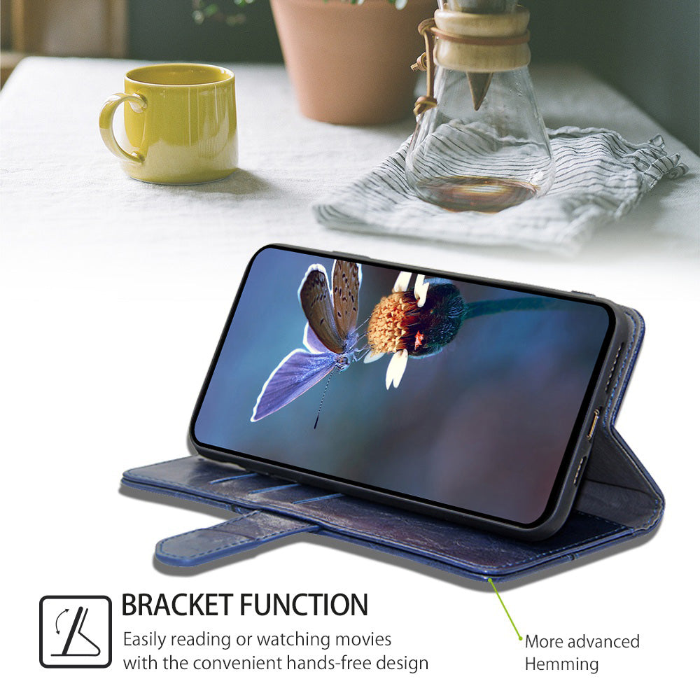 For Oppo Reno11 F 5G / F25 Pro 5G Magnetic Case Imprinted Geometric Splicing Stand Phone Cover - Blue