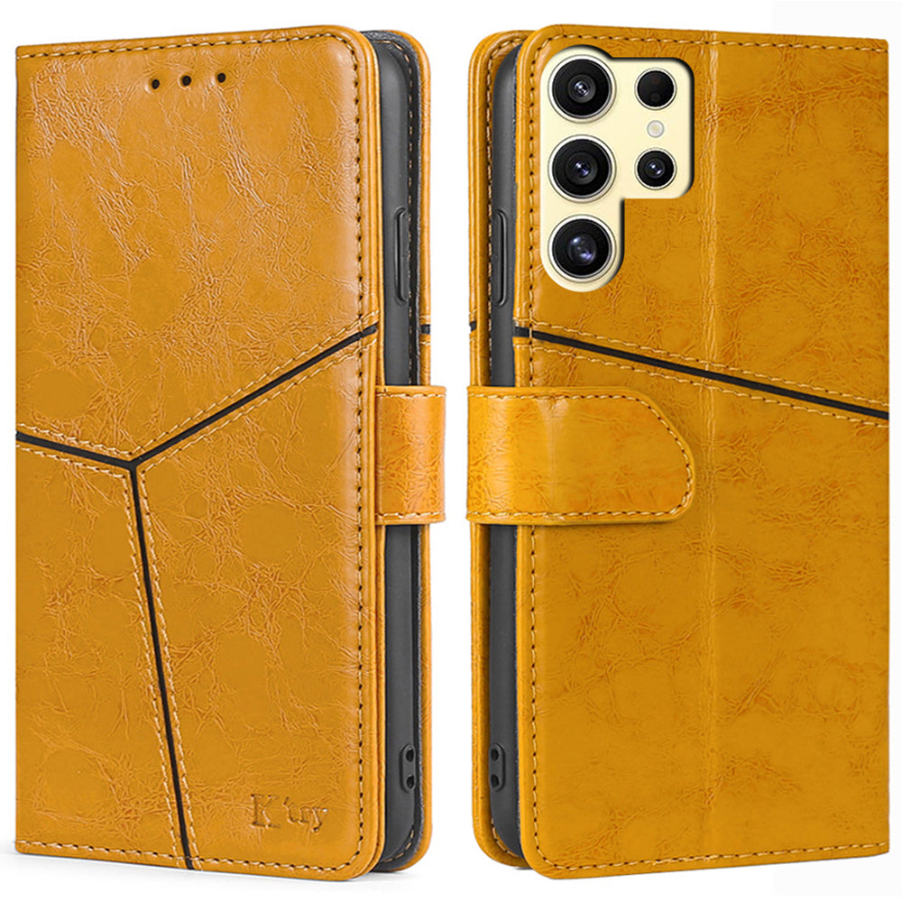 For Samsung Galaxy S24 Ultra Case Geometric Splicing Phone Shell Mobile Accessories Wholesale - Yellow