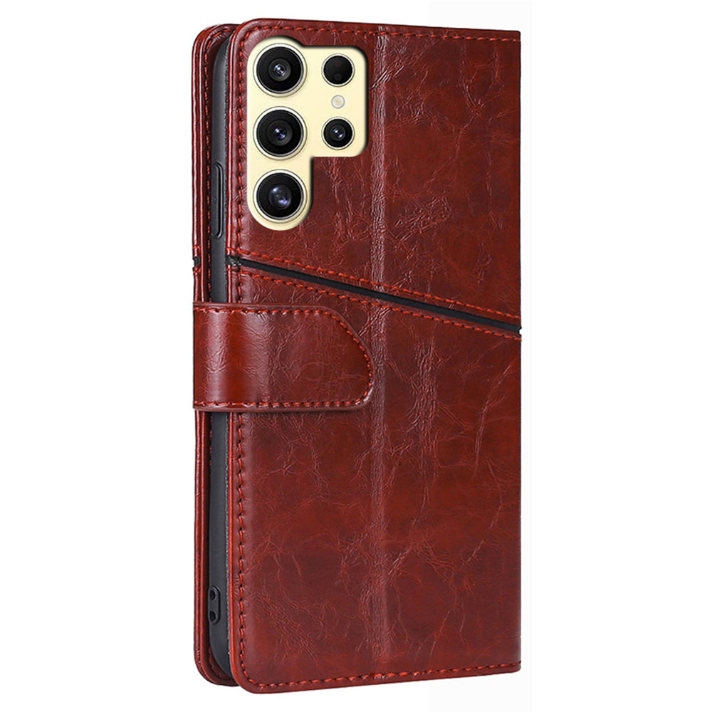 For Samsung Galaxy S24 Ultra Case Geometric Splicing Phone Shell Mobile Accessories Wholesale - Dark Brown