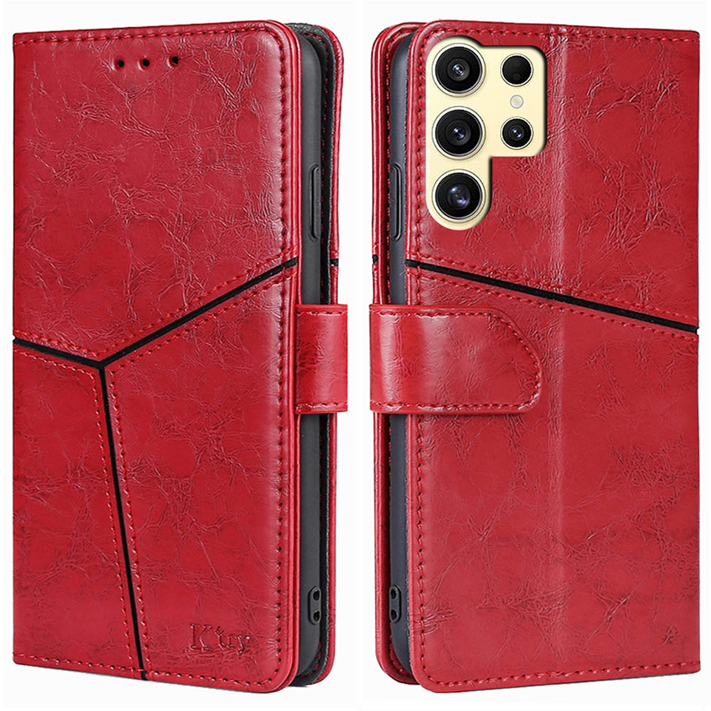 For Samsung Galaxy S24 Ultra Case Geometric Splicing Phone Shell Mobile Accessories Wholesale - Red