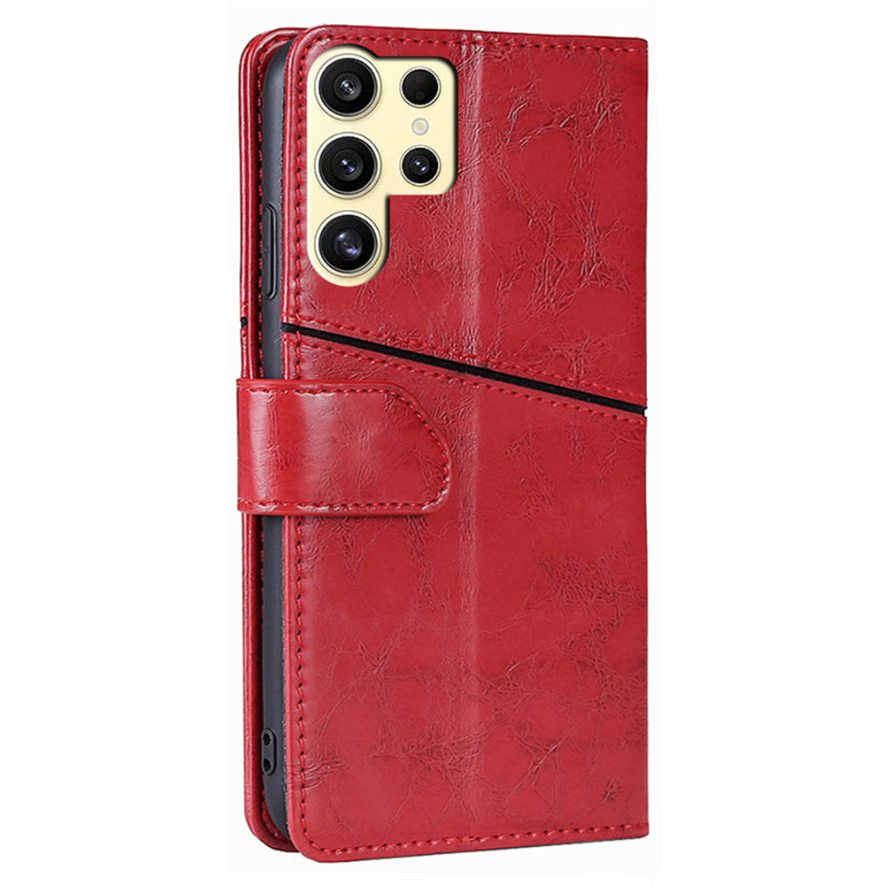 For Samsung Galaxy S24 Ultra Case Geometric Splicing Phone Shell Mobile Accessories Wholesale - Red