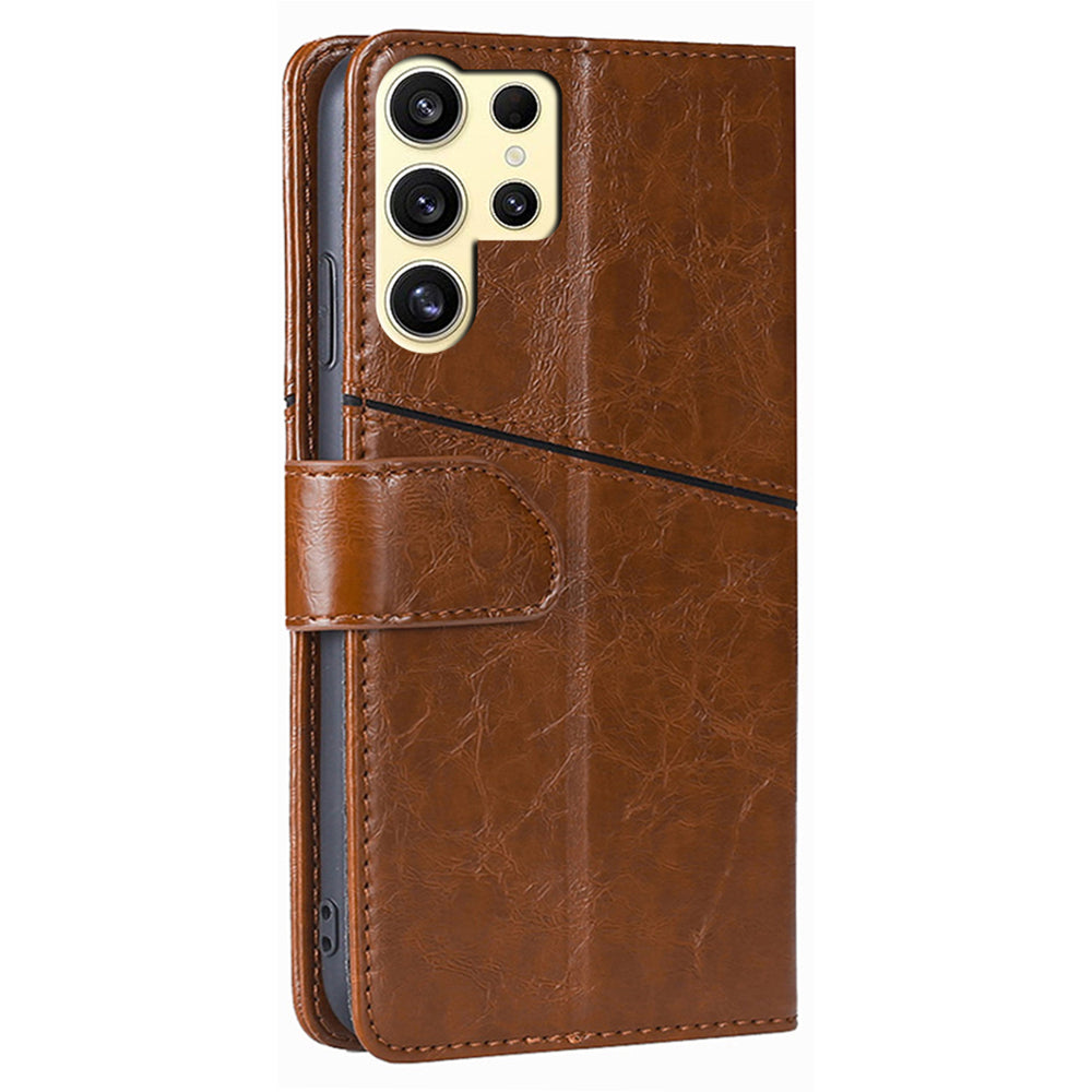 For Samsung Galaxy S24 Ultra Case Geometric Splicing Phone Shell Mobile Accessories Wholesale - Light Brown