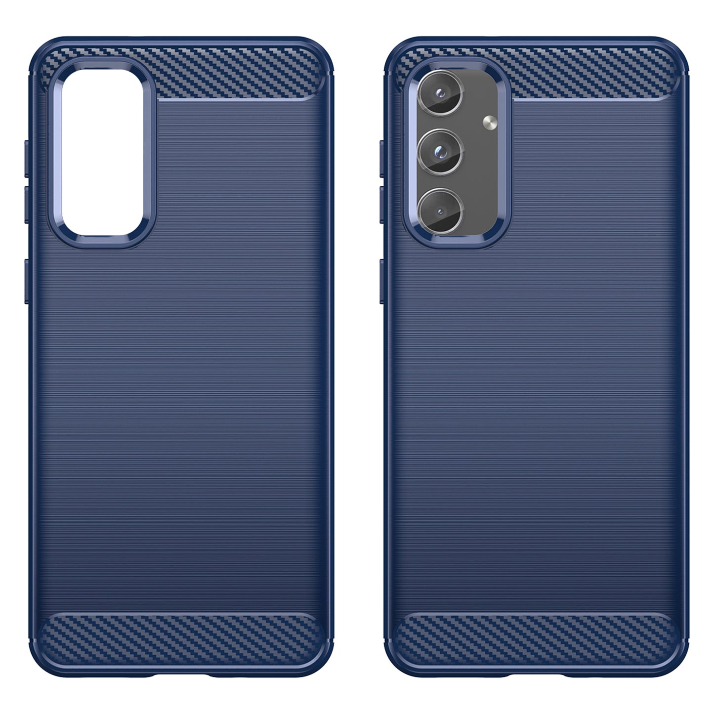 For Samsung Galaxy M55 5G Brushed Phone Case Carbon Fiber Texture Soft TPU Cover - Blue