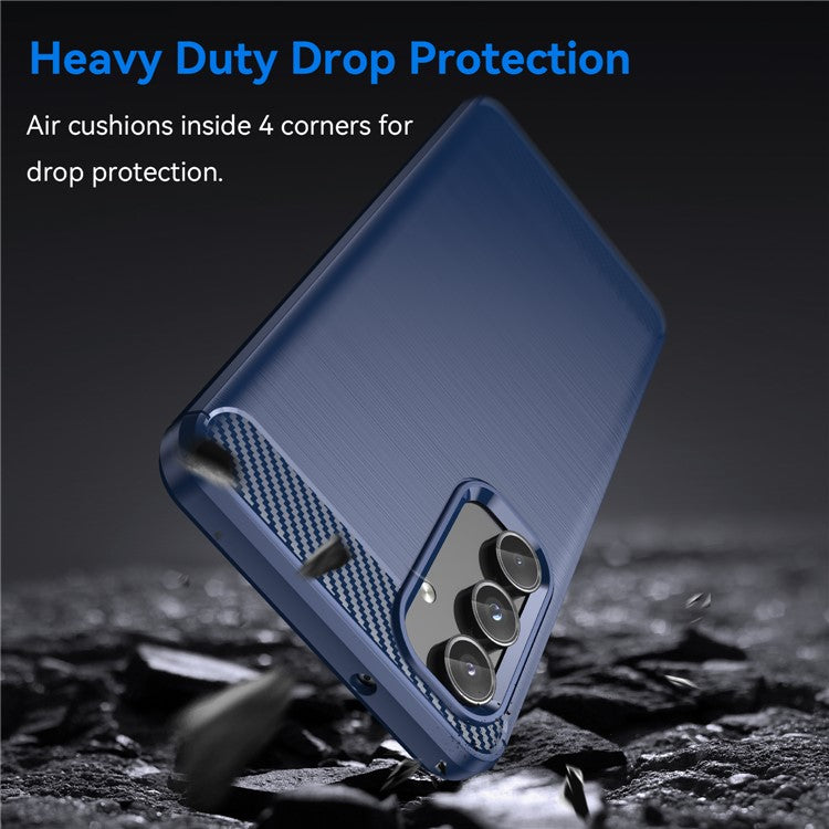 For Samsung Galaxy M55 5G / C55 5G / F55 5G Brushed Phone Case Carbon Fiber Texture Soft TPU Cover - Blue
