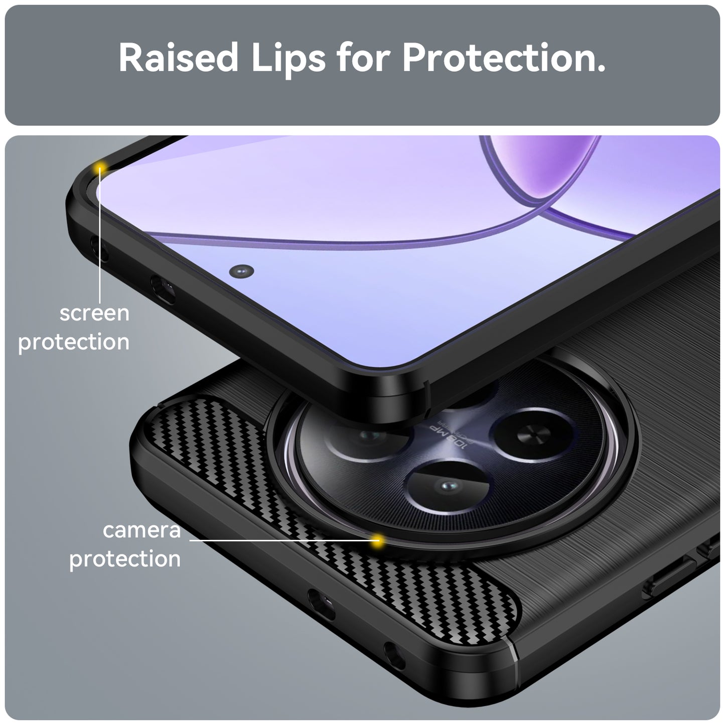 For Realme 12 TPU Case Brushed Phone Cover Mobile Accessories Wholesale Suppliers - Black