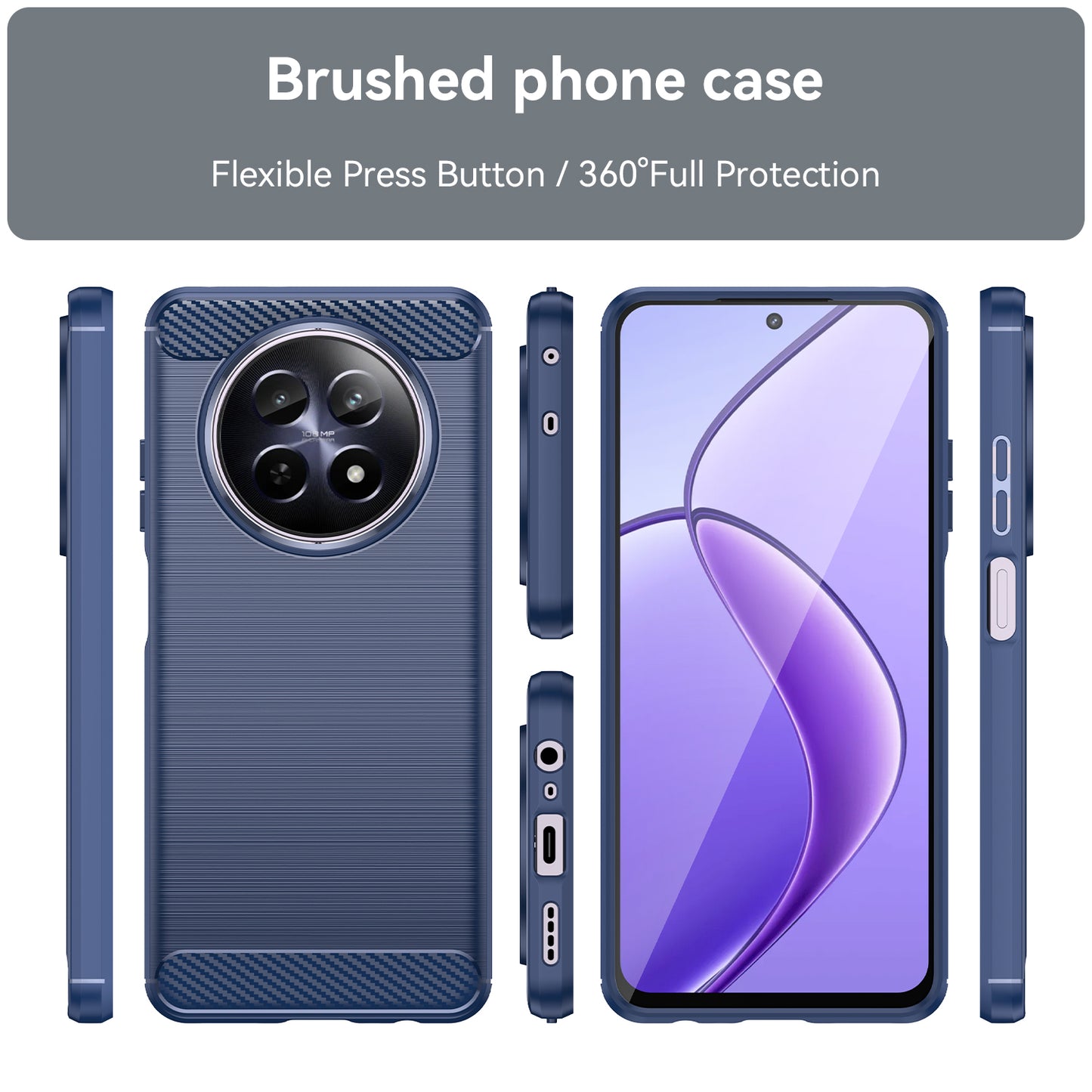 For Realme 12 TPU Case Brushed Phone Cover Mobile Accessories Wholesale Suppliers - Blue
