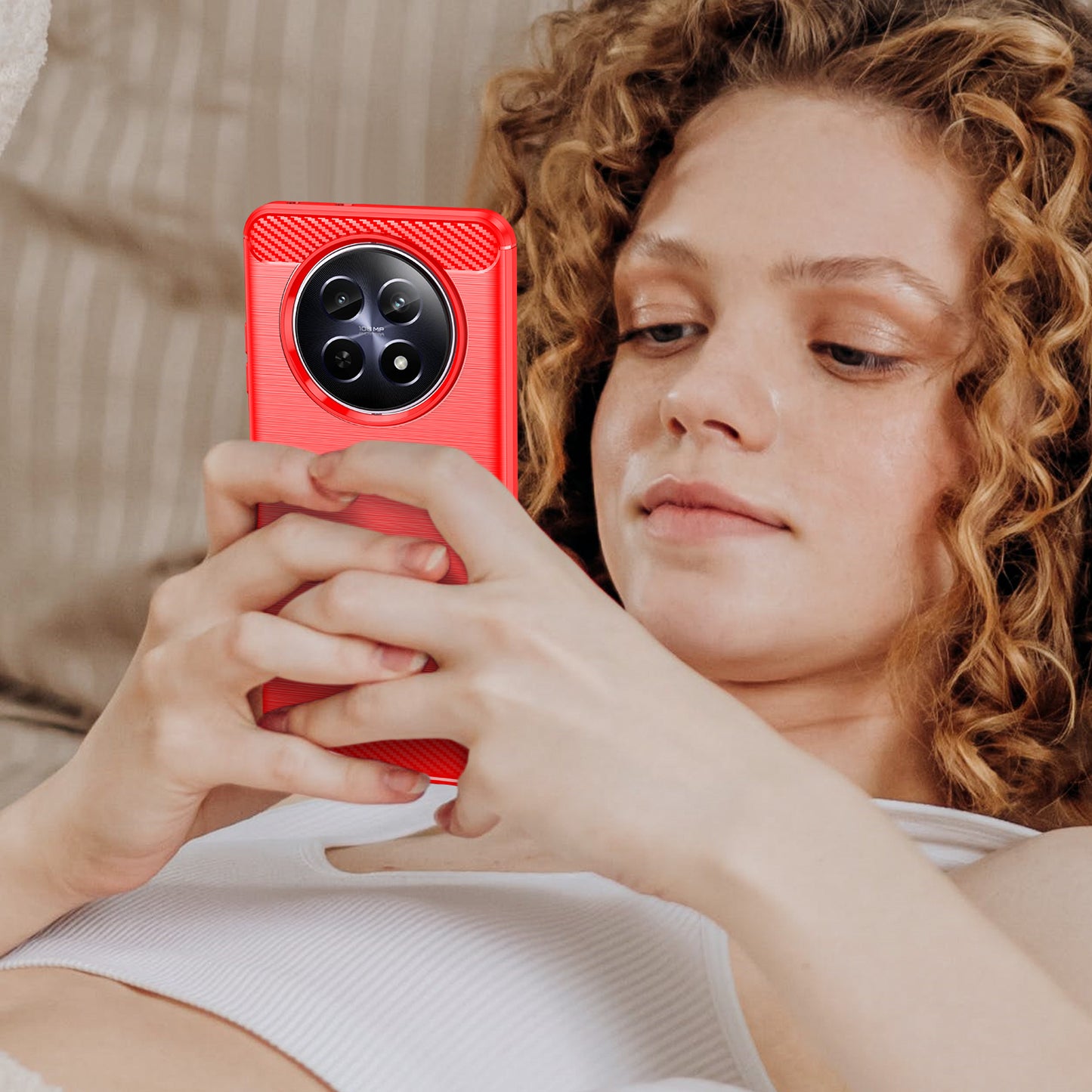 For Realme 12 TPU Case Brushed Phone Cover Mobile Accessories Wholesale Suppliers - Red