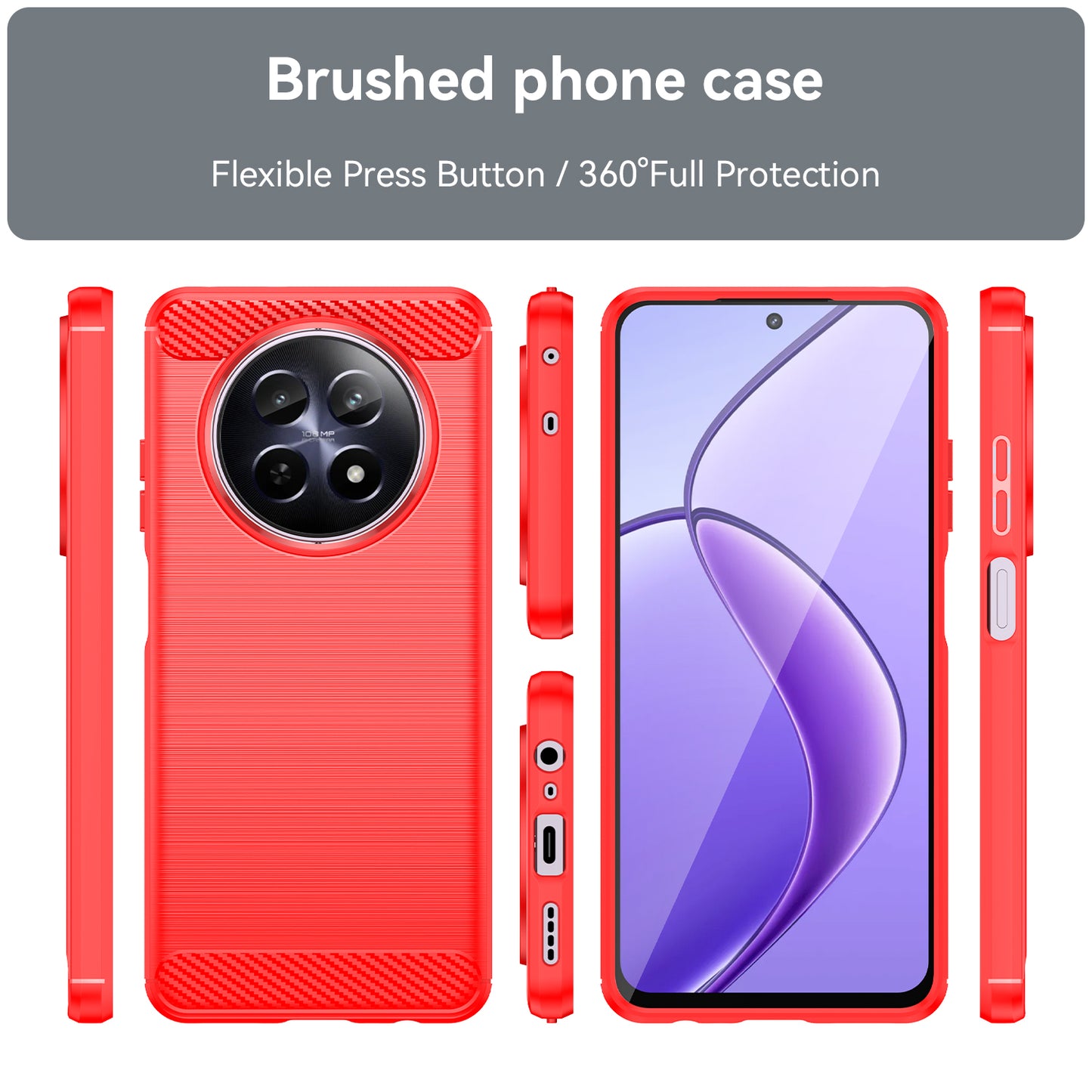For Realme 12 TPU Case Brushed Phone Cover Mobile Accessories Wholesale Suppliers - Red
