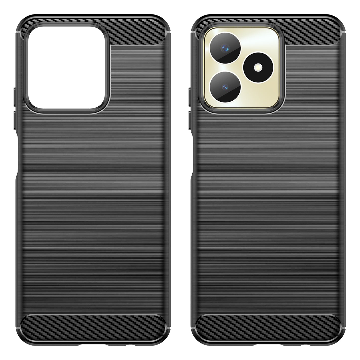For Realme Note 50 4G Case Carbon Fiber Texture Anti-drop TPU Back Cover - Black