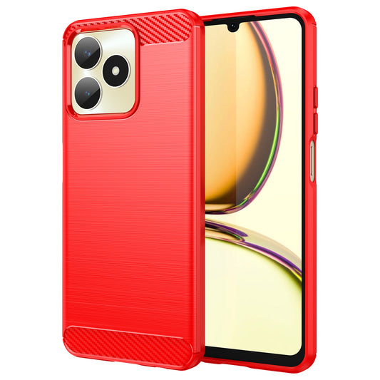 For Realme Note 50 4G Case Carbon Fiber Texture Anti-drop TPU Back Cover - Red