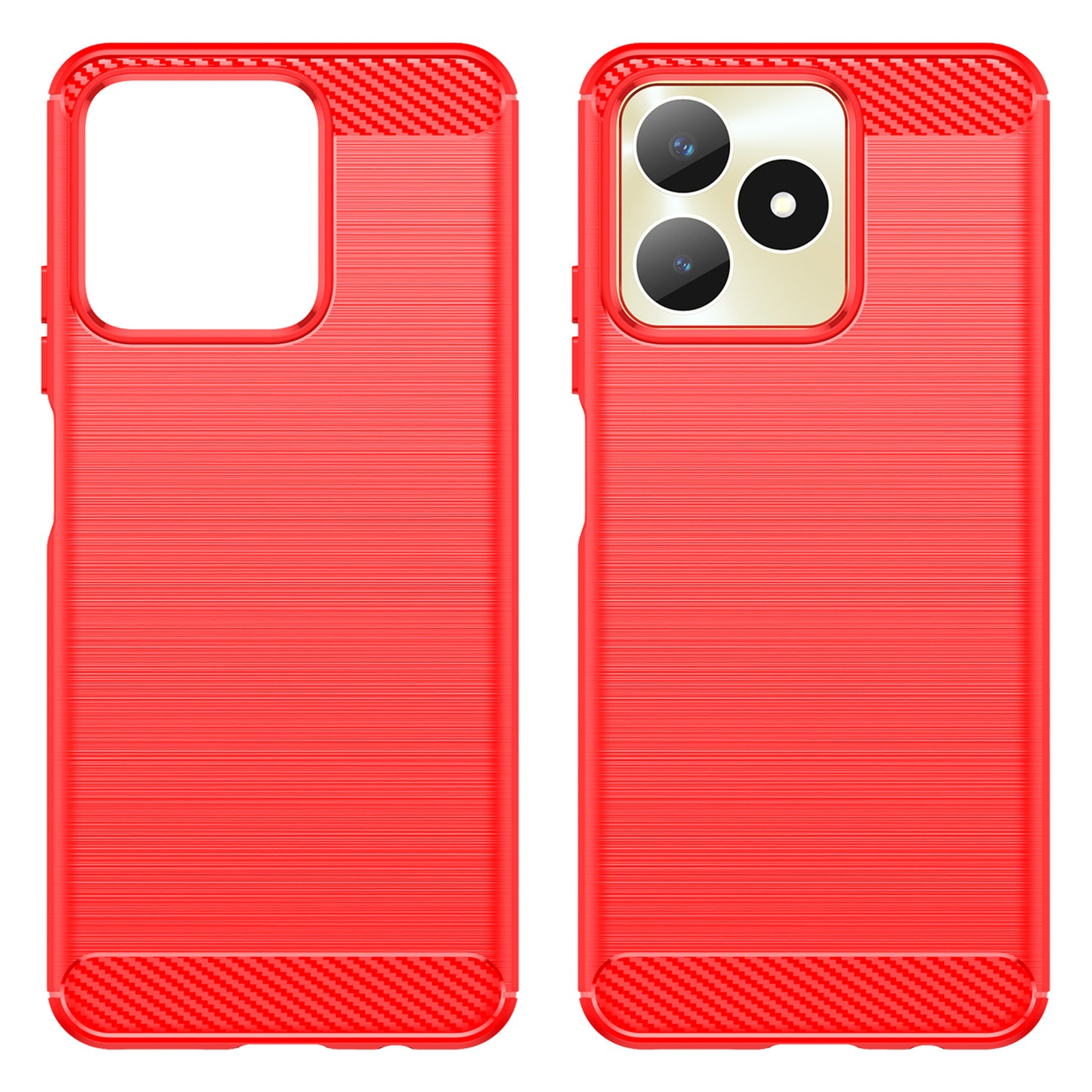 For Realme Note 50 4G Case Carbon Fiber Texture Anti-drop TPU Back Cover - Red