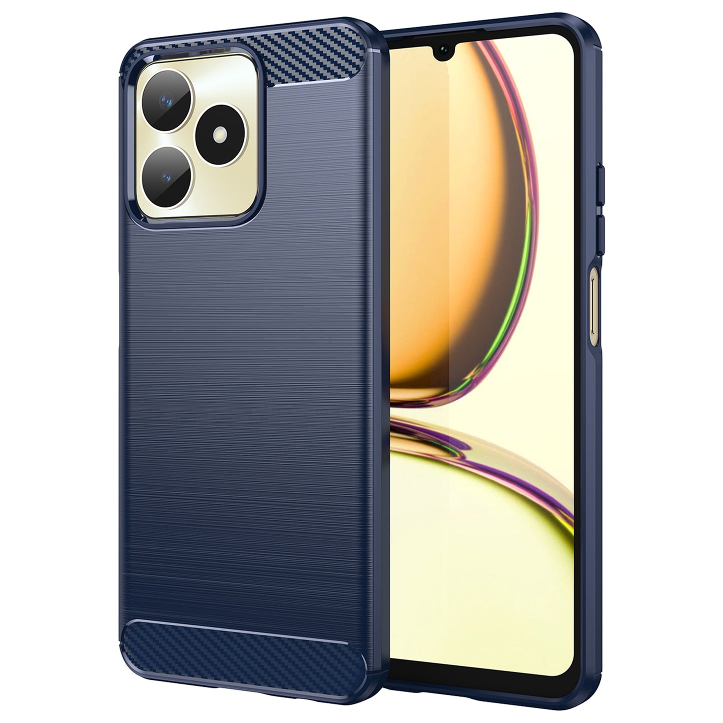 For Realme Note 50 4G Case Carbon Fiber Texture Anti-drop TPU Back Cover - Blue