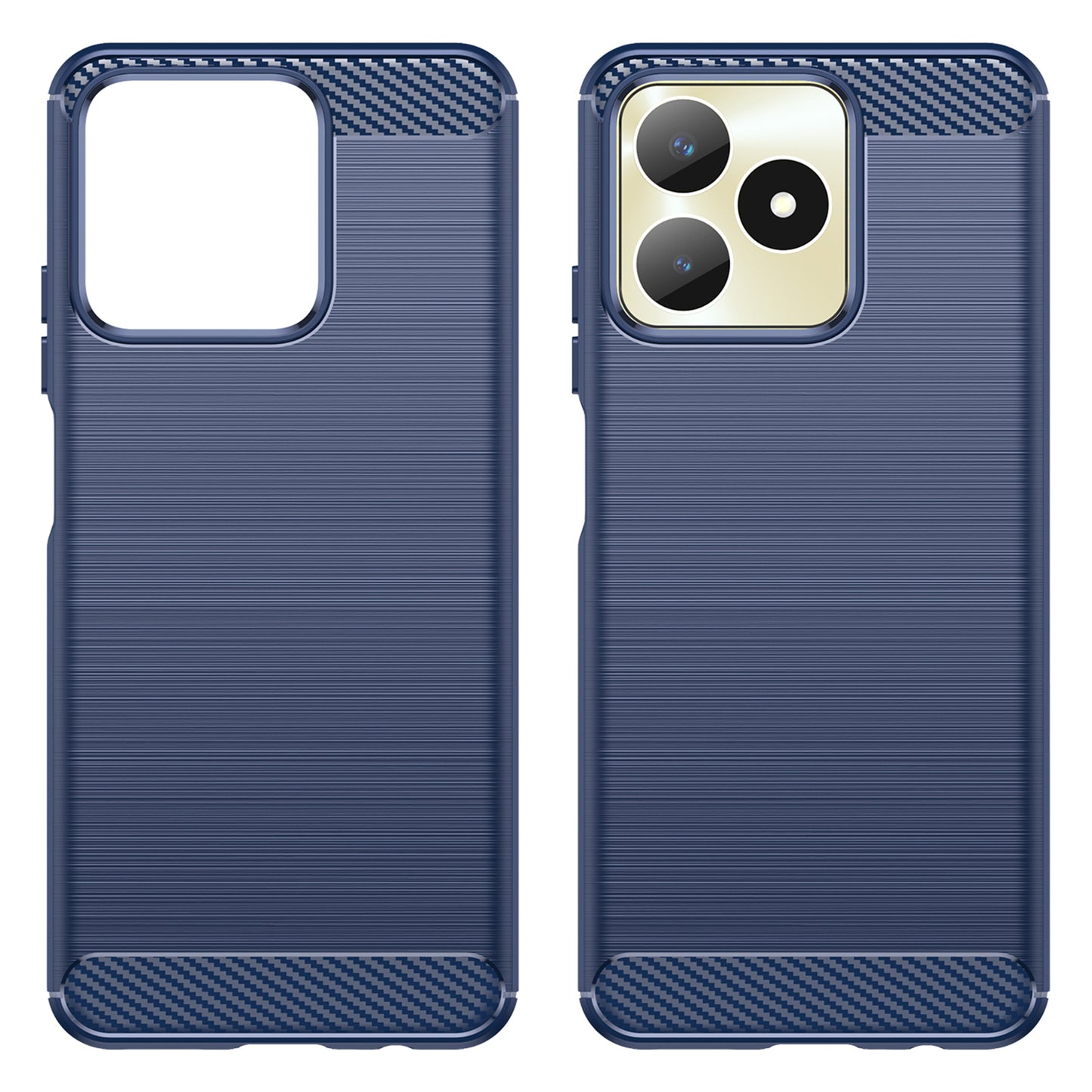 For Realme Note 50 4G Case Carbon Fiber Texture Anti-drop TPU Back Cover - Blue