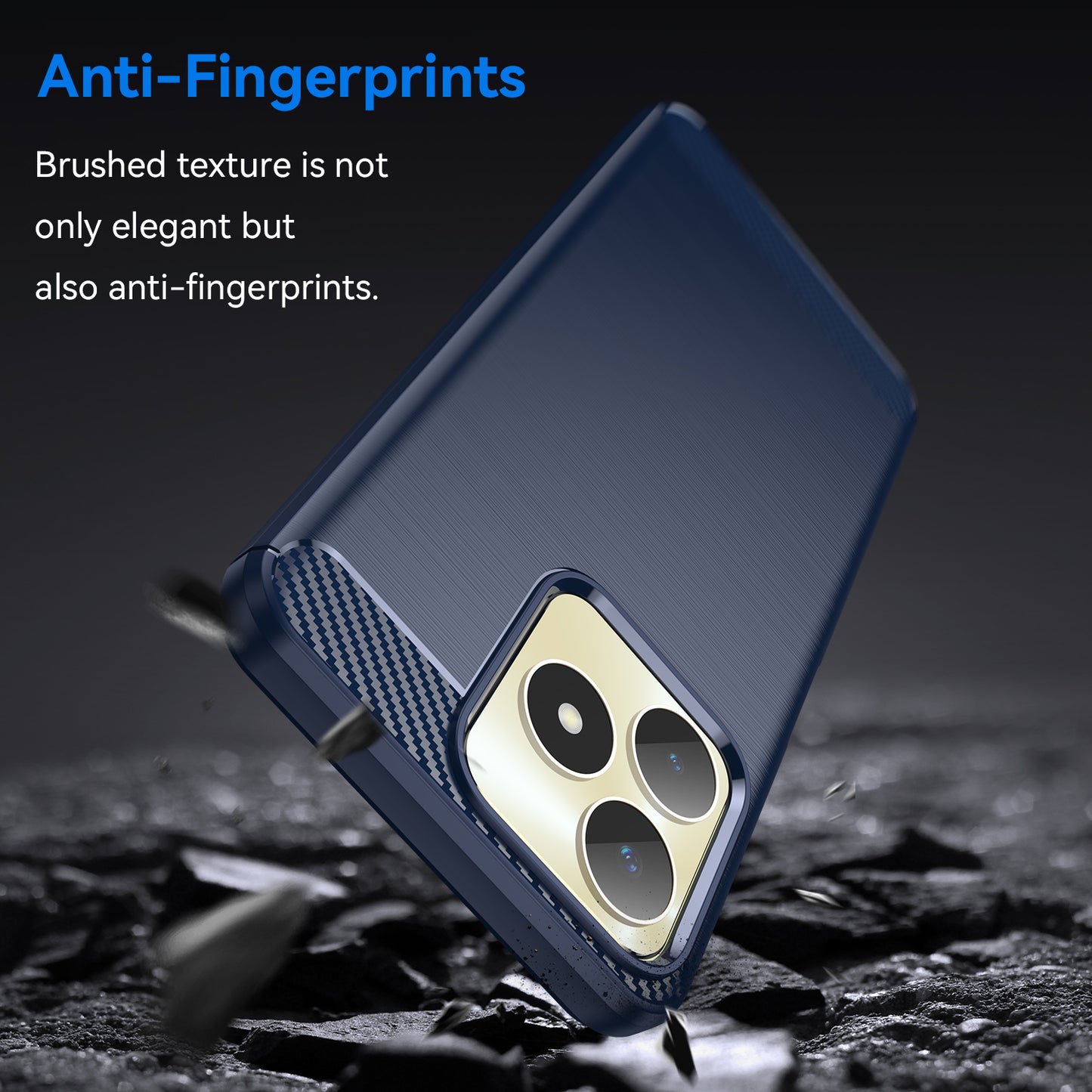 For Realme Note 50 4G Case Carbon Fiber Texture Anti-drop TPU Back Cover - Blue