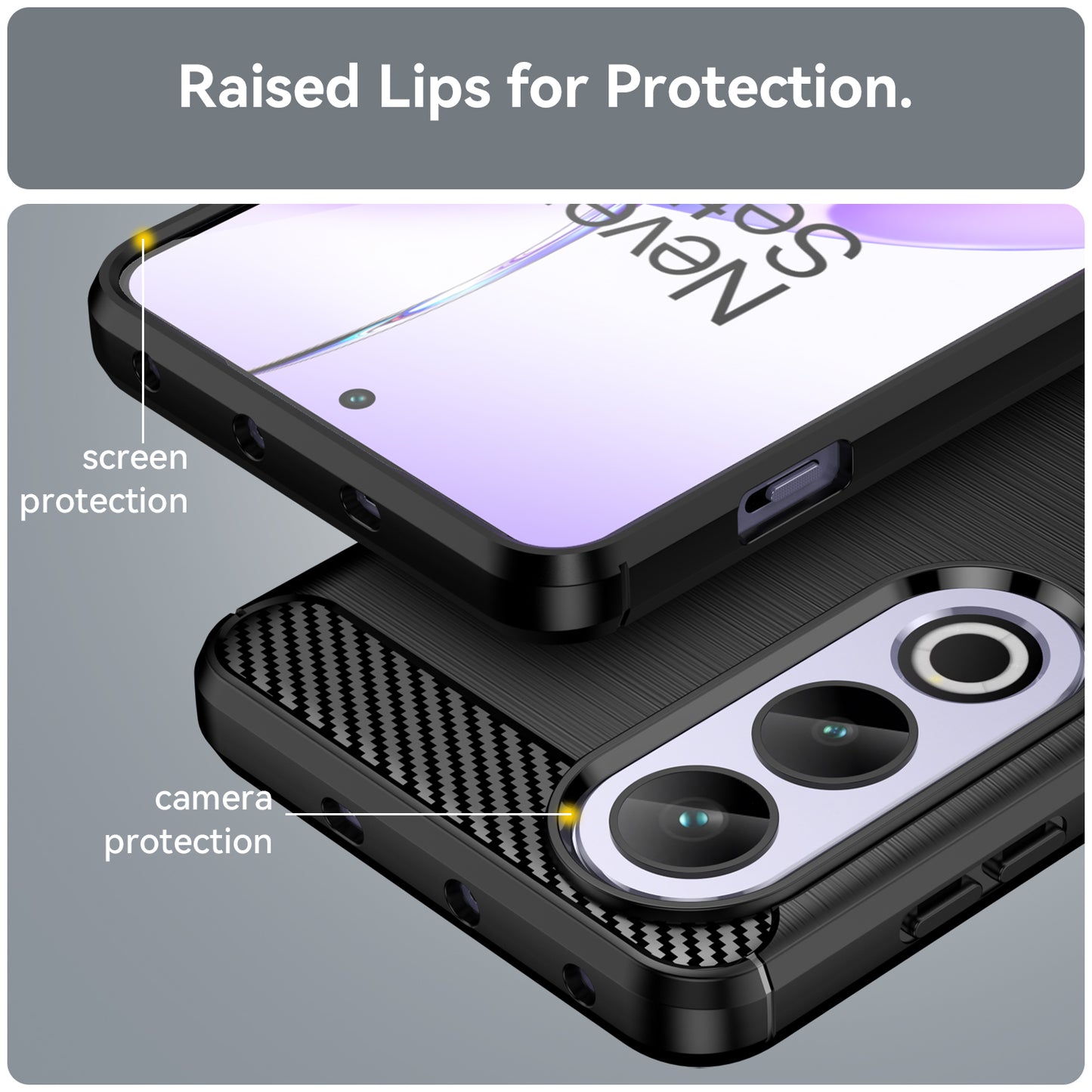 For OnePlus Ace 3V 5G Case Carbon Fiber Texture Brushed TPU Phone Back Cover - Black