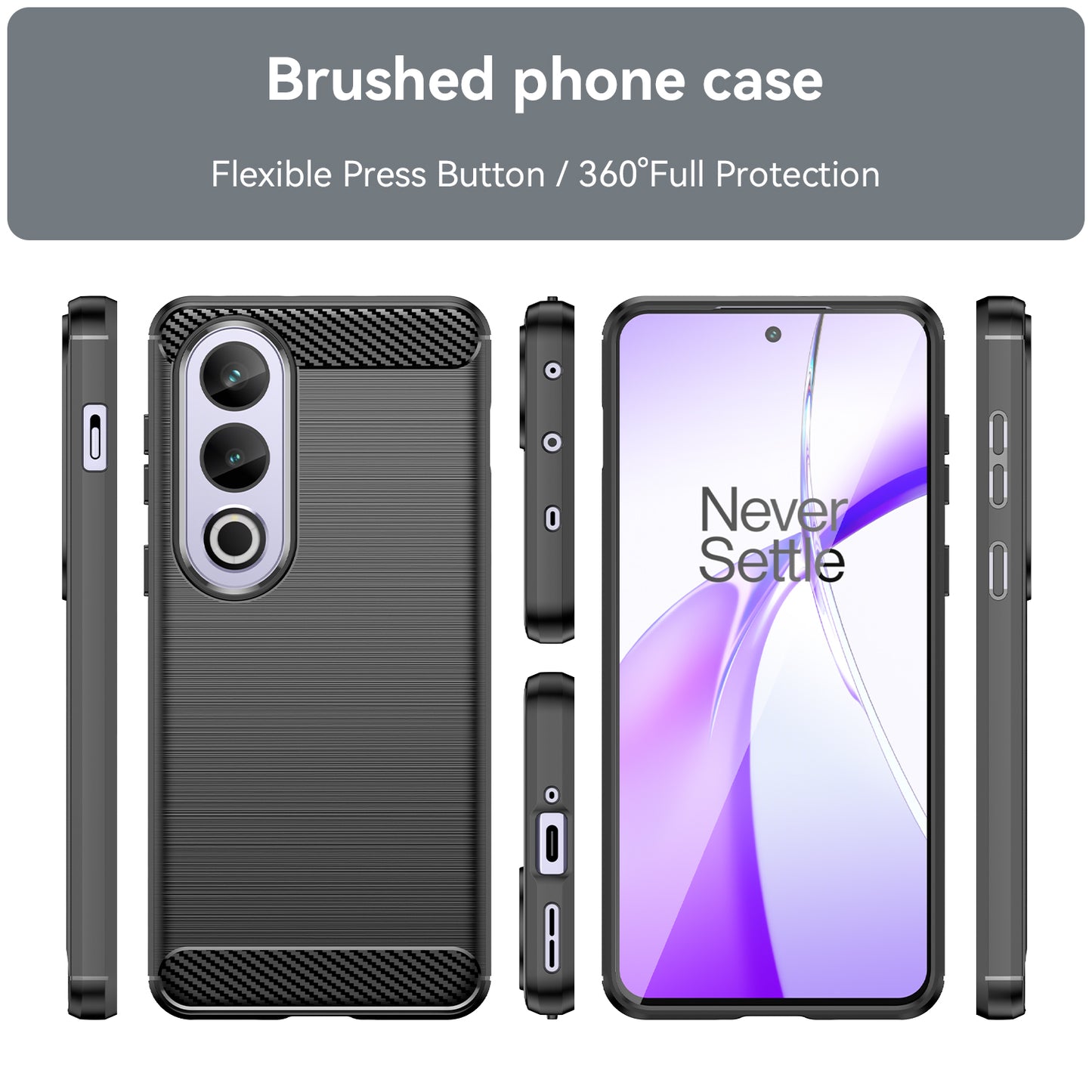 For OnePlus Ace 3V 5G Case Carbon Fiber Texture Brushed TPU Phone Back Cover - Black