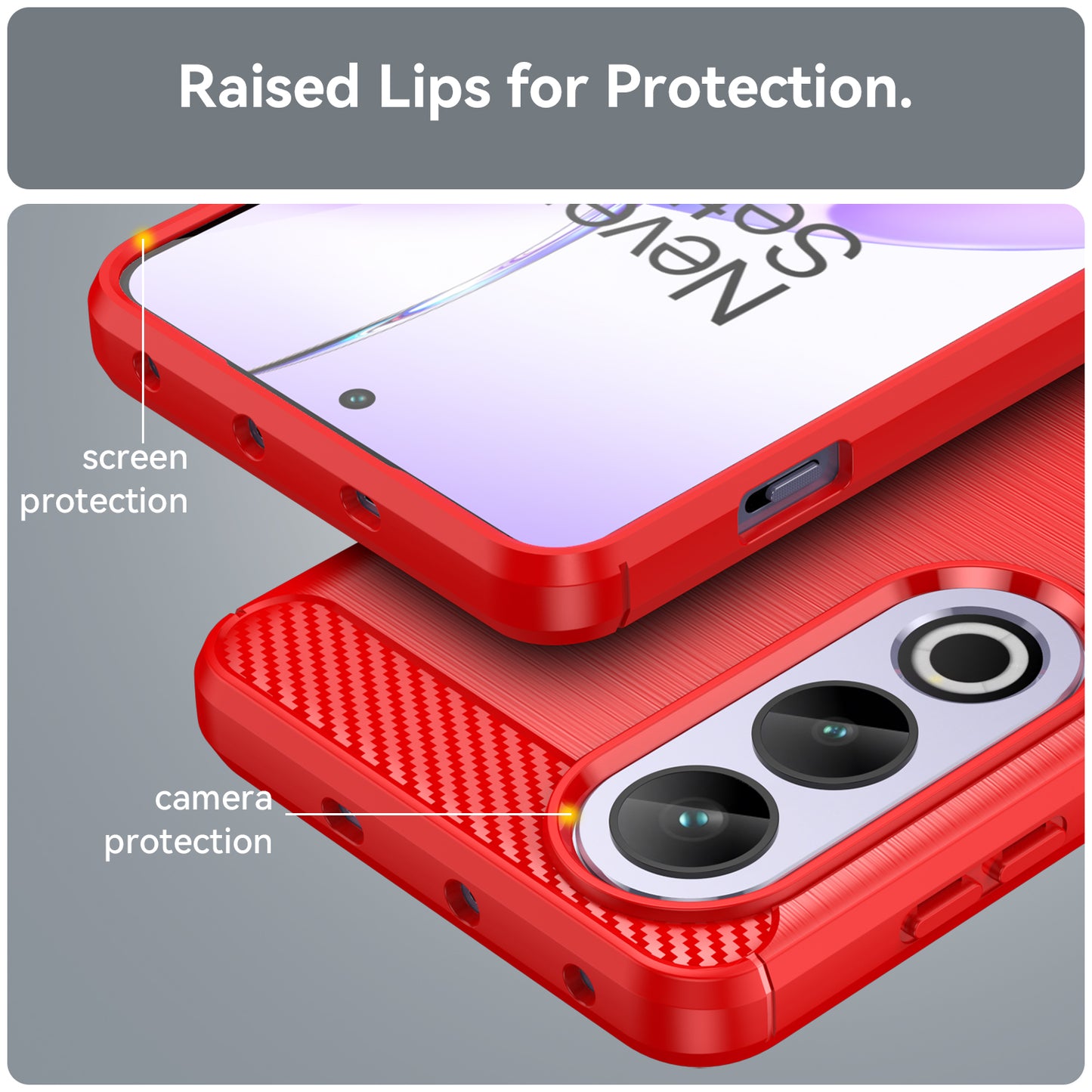 For OnePlus Ace 3V 5G Case Carbon Fiber Texture Brushed TPU Phone Back Cover - Red