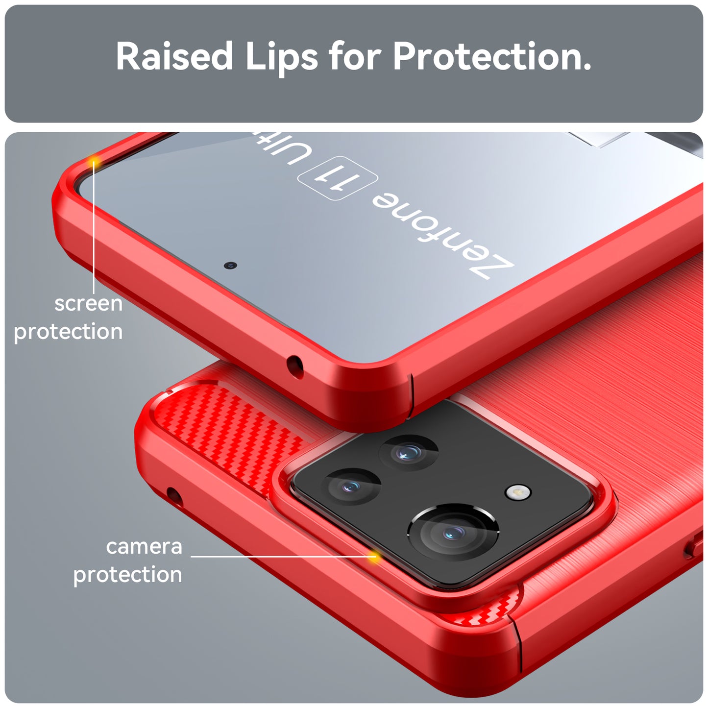 For Asus Zenfone 11 Ultra 5G TPU Case Carbon Fiber Texture Soft Phone Cover - Red