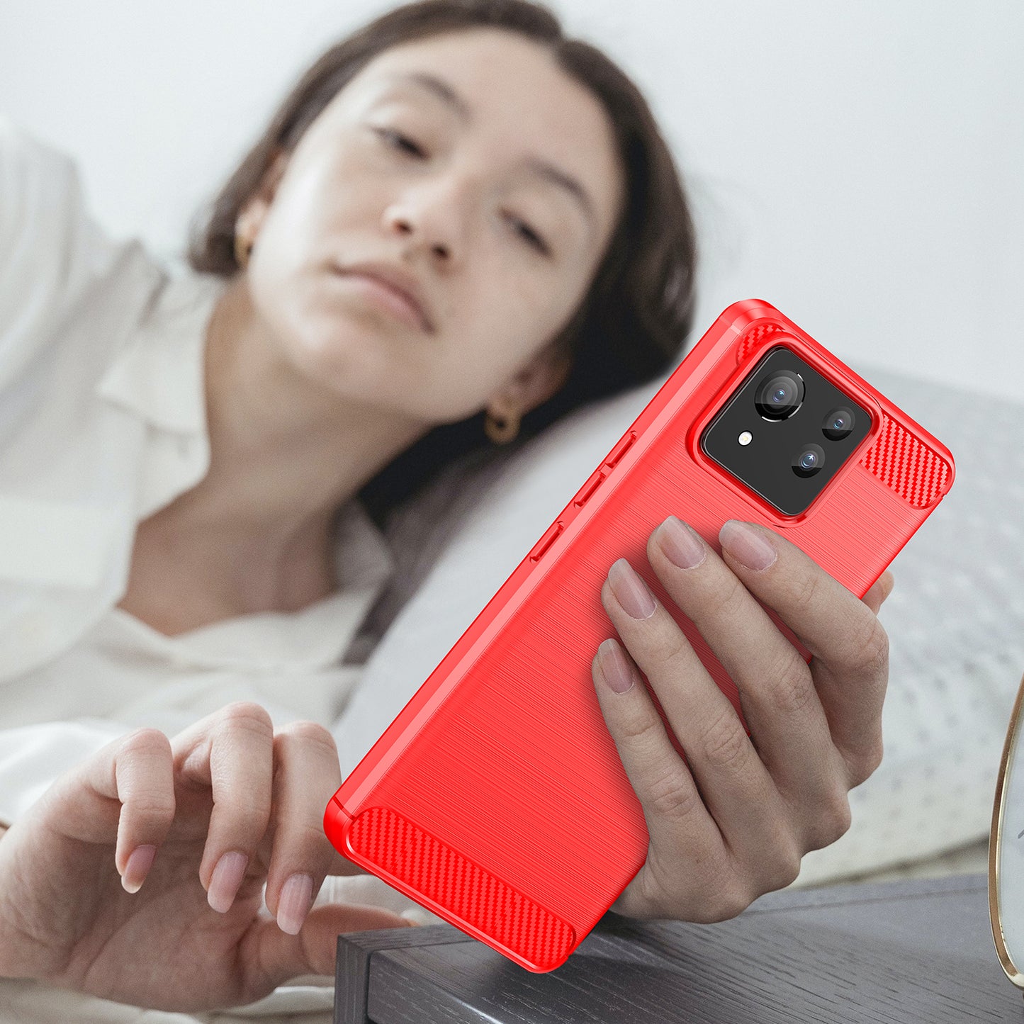 For Asus Zenfone 11 Ultra 5G TPU Case Carbon Fiber Texture Soft Phone Cover - Red
