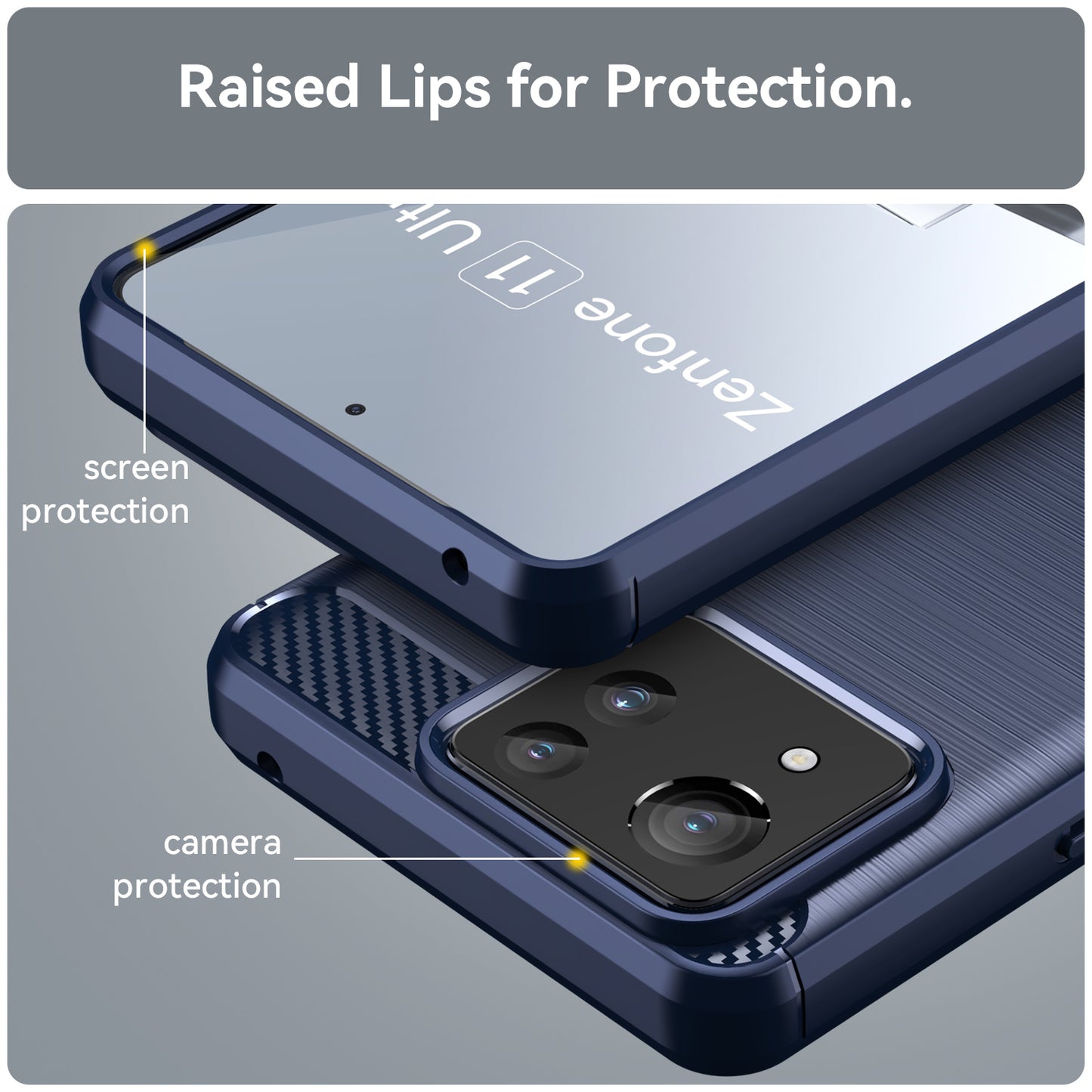 For Asus Zenfone 11 Ultra 5G TPU Case Carbon Fiber Texture Soft Phone Cover - Blue