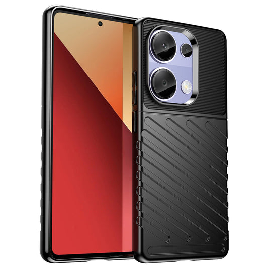 Thunder Series For Xiaomi Redmi Note 13 Pro 4G / Poco M6 Pro 4G TPU Case Twill Texture Phone Back Cover - Black