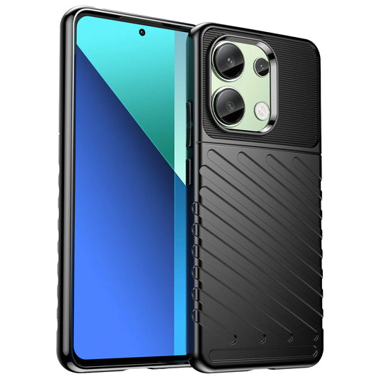 Thunder Series For Xiaomi Redmi Note 13 4G Case Twill Texture Thickened TPU Soft Phone Cover - Black