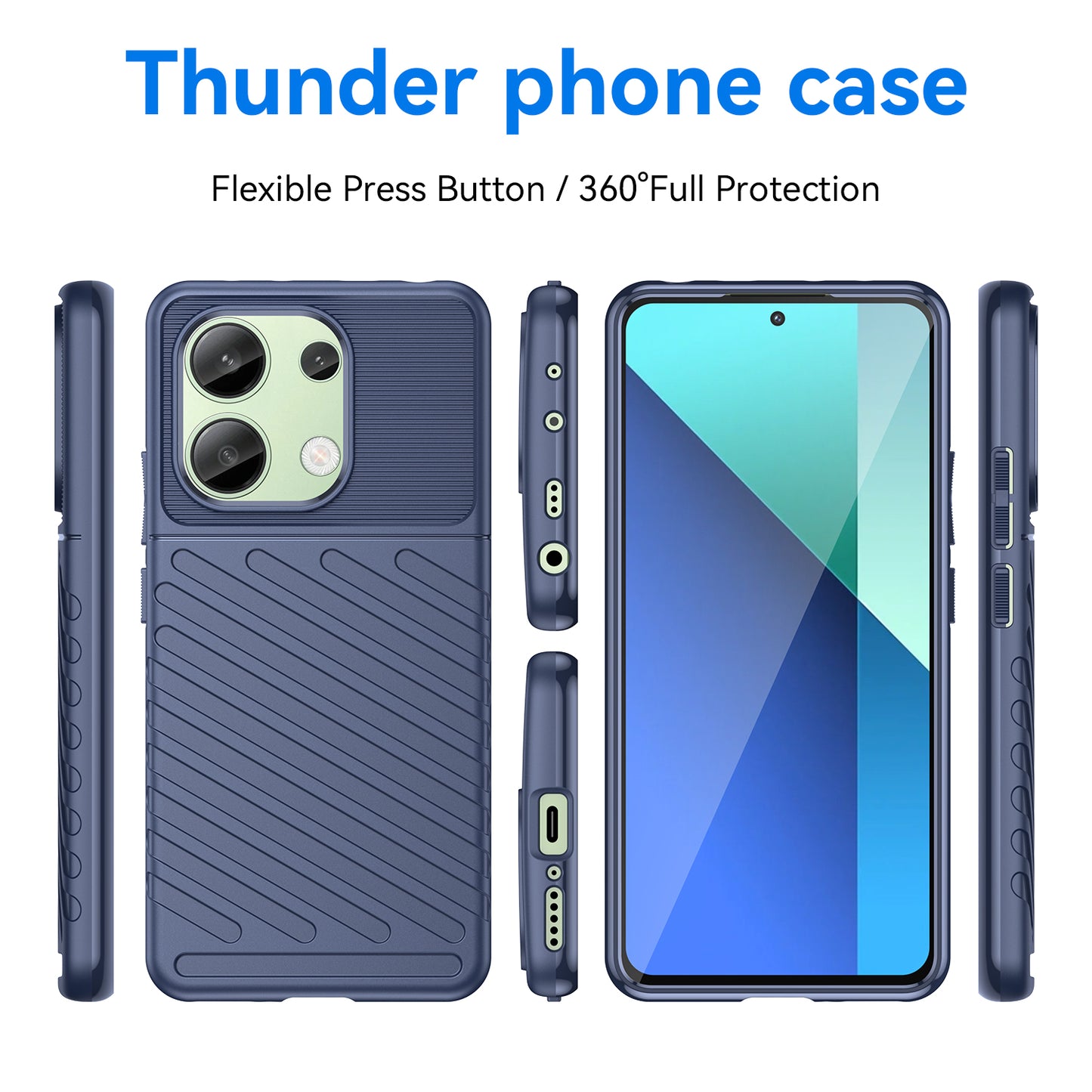 Thunder Series For Xiaomi Redmi Note 13 5G Case Thickened TPU Phone Cover Wholesale - Blue