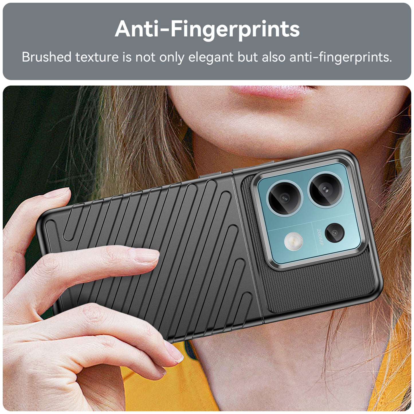 Thunder Series For Xiaomi Redmi Note 13 Pro 5G / Poco X6 5G Case Thickened TPU Soft Phone Cover - Black