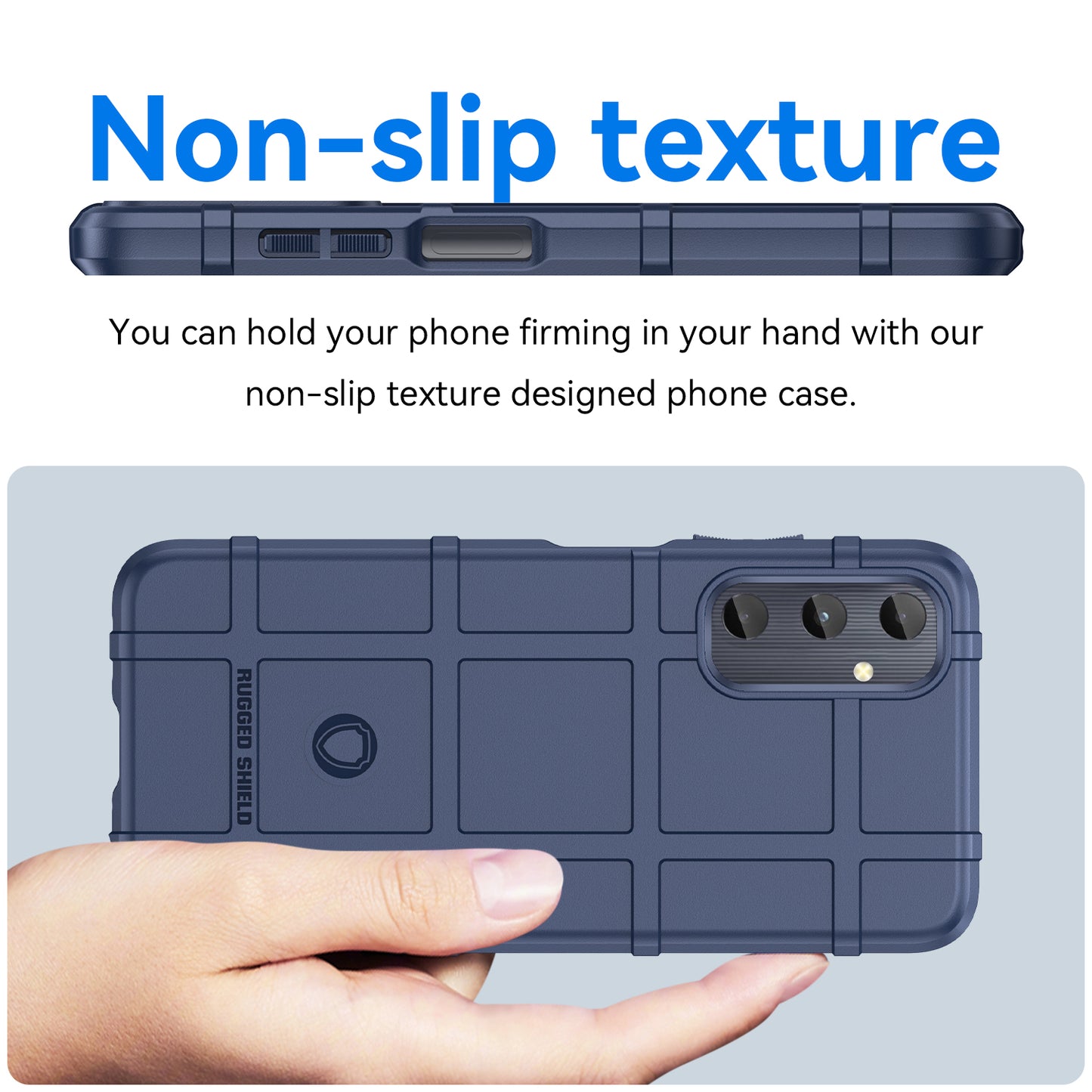 For Samsung Galaxy M14 4G Case Square Grid Texture Non-Slip TPU Phone Cover - Blue