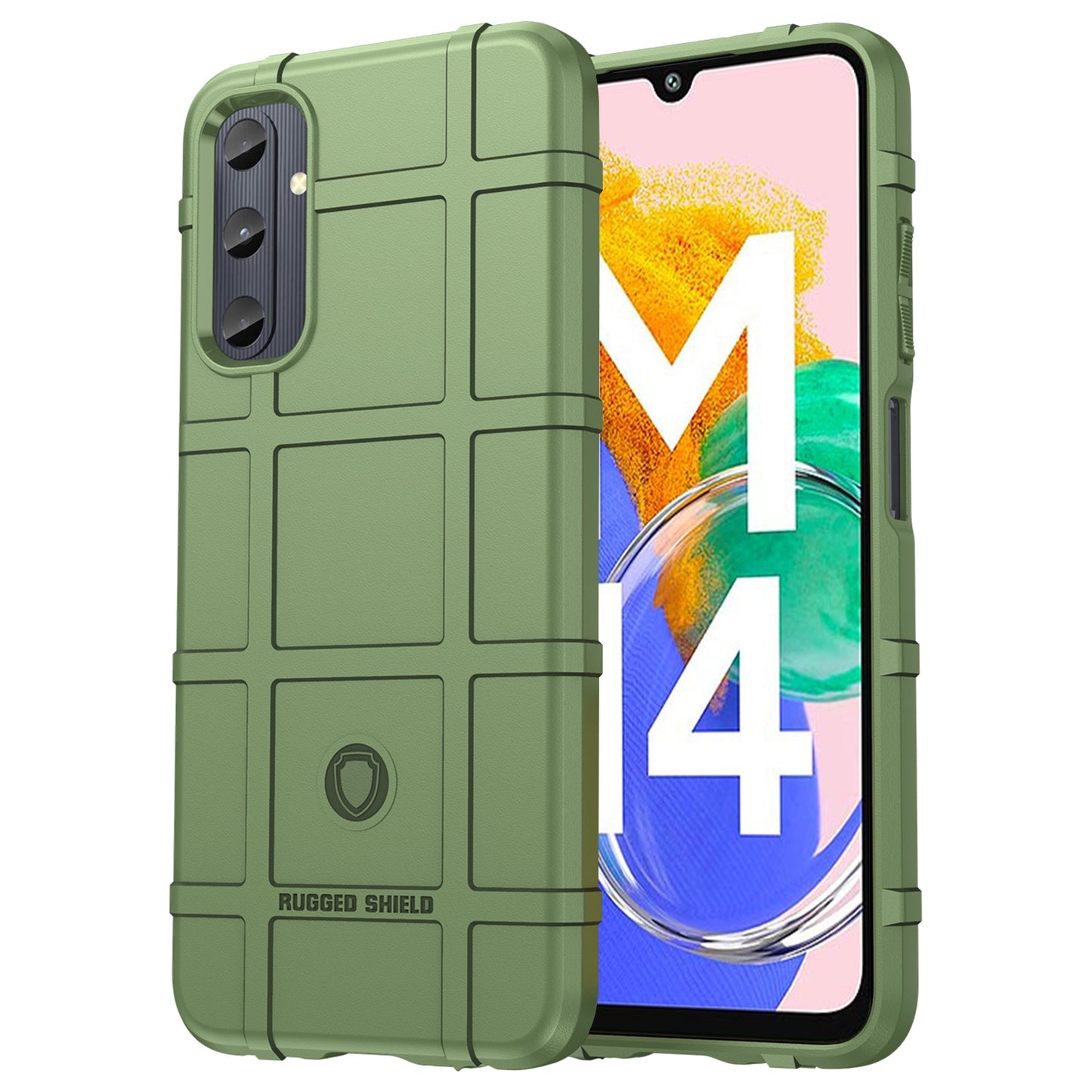 For Samsung Galaxy M14 4G Case Square Grid Texture Non-Slip TPU Phone Cover - Green