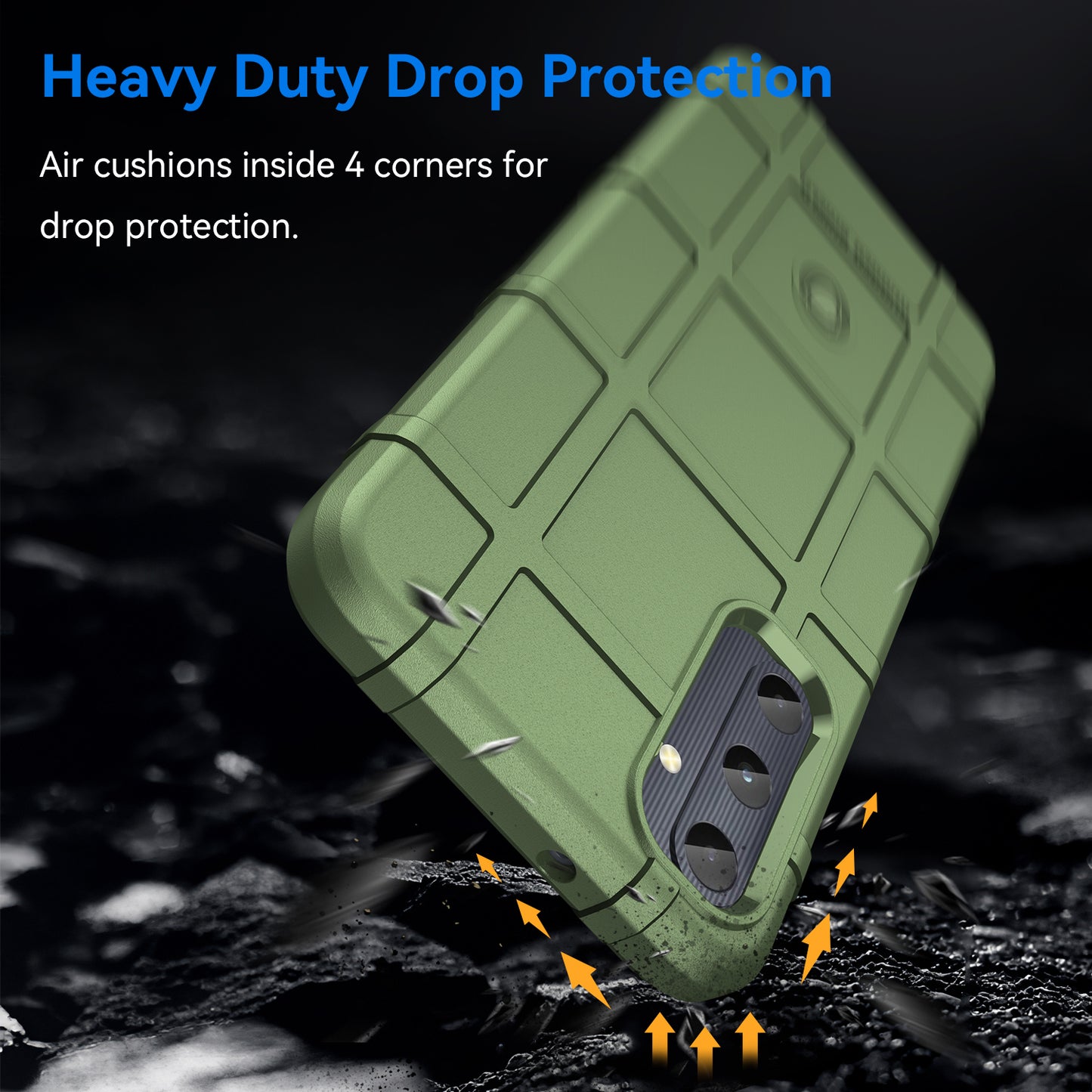 For Samsung Galaxy M14 4G Case Square Grid Texture Non-Slip TPU Phone Cover - Green