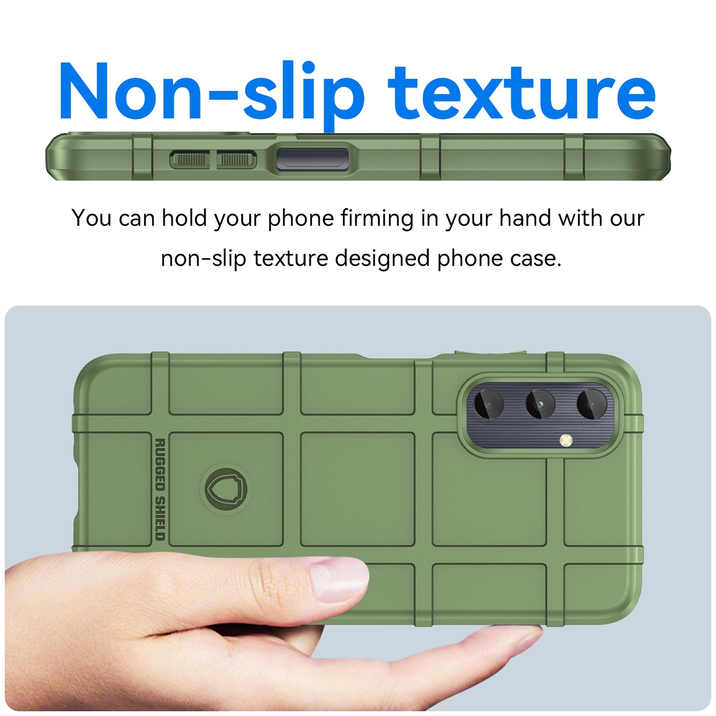 For Samsung Galaxy M14 4G Case Square Grid Texture Non-Slip TPU Phone Cover - Green