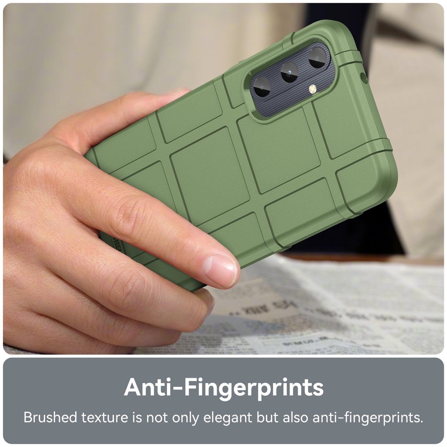 For Samsung Galaxy M14 4G Case Square Grid Texture Non-Slip TPU Phone Cover - Green