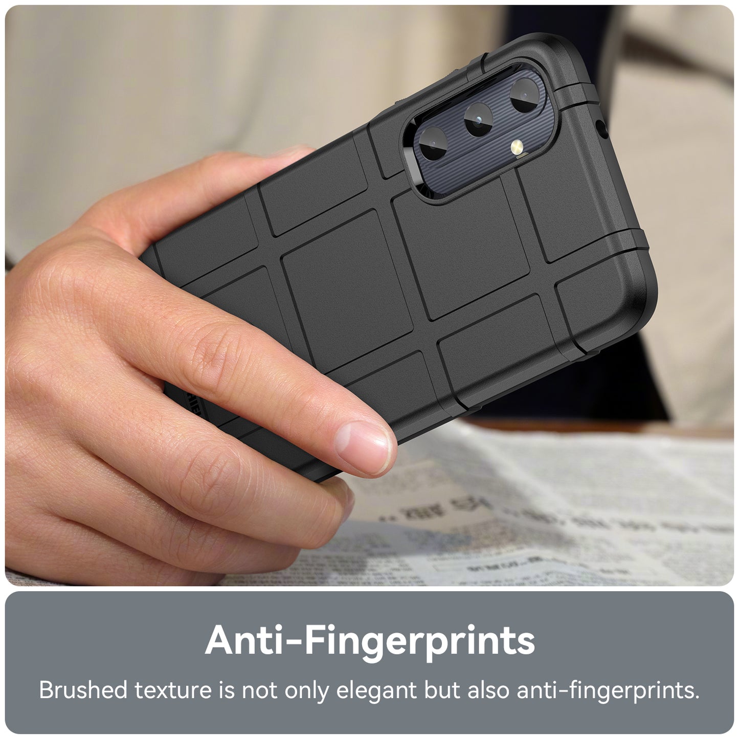 For Samsung Galaxy M14 4G Case Square Grid Texture Non-Slip TPU Phone Cover - Black