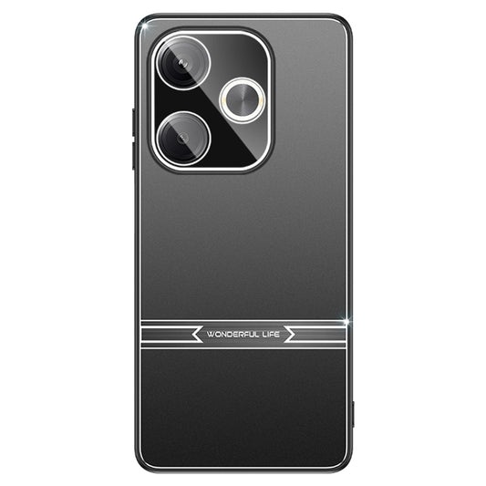 Matte Case for Xiaomi Redmi Turbo 3 5G , Bump Proof Metal+PC+TPU Phone Cover - Black+Brushed Black