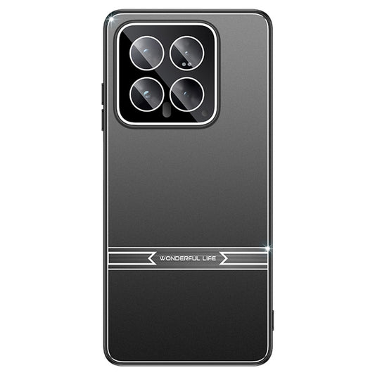 For Xiaomi 14 Phone Case Metal+PC+TPU Matte Anti-scratch Smartphone Cover - Black+Brushed Black