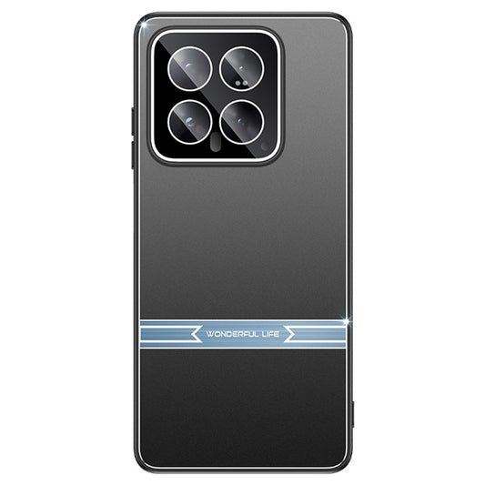 For Xiaomi 14 Phone Case Metal+PC+TPU Matte Anti-scratch Smartphone Cover - Black+Blue